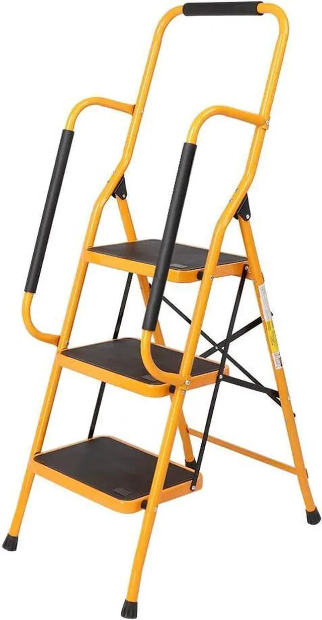 Main image of Winado 3 Step Ladder with Handrails, 330lbs Folding Step Stool, w/Non-Slip Side Armrests Large Pedal Area, Suitable for Home Office