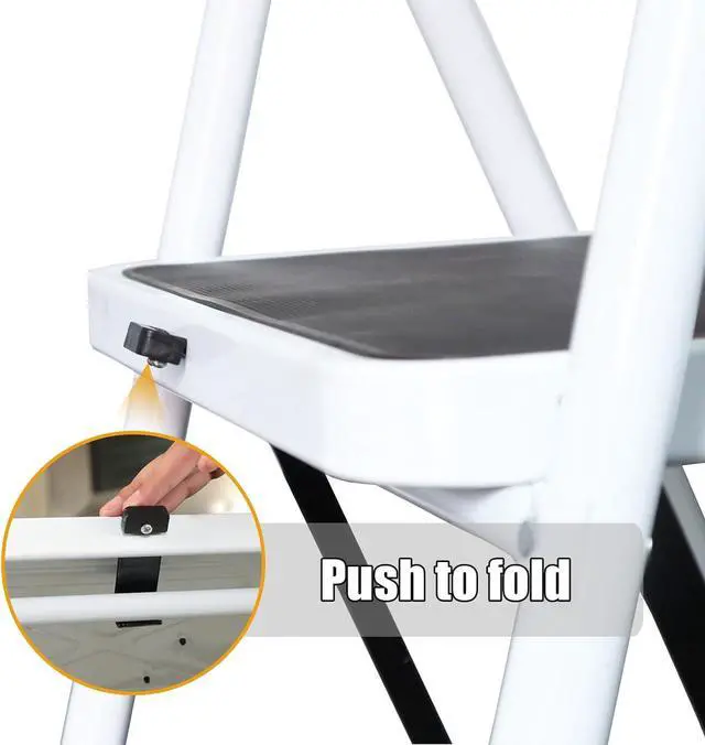 Alt view image 3 of 7 - Big Red 3 Step Ladder, 400lbs Ergonomic Folding Stool with Anti-Slip Pedal, Step Stool with Padded Handle for Kitchen, Household, Offices, ATRJZ9023BR, Torin