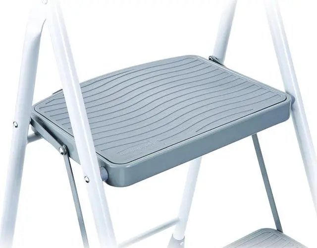 Alt view image 6 of 7 - Rubbermaid 2-Step Steel Step Stool Ladder with Hand Grip, ANSI Type 2 Duty Rating, 225 lb Capacity, White