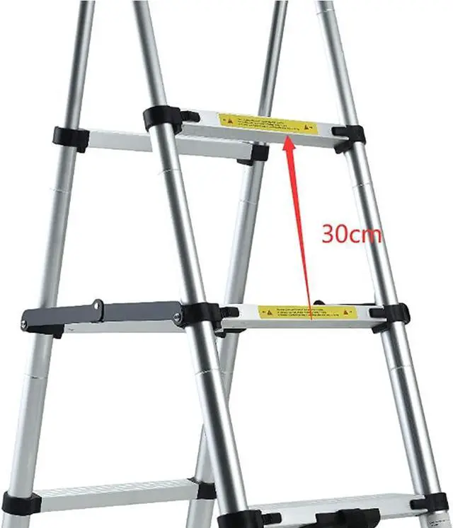 Alt view image 4 of 7 - 4+5 Steps(4.6ft + 5.6ft) Aluminium Herringbone Ladder Portable Household A-Frame Portable Multi-Purpose Telescopic Ladder