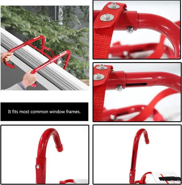 Alt view image 7 of 7 - Emergency Fire Escape Ladder 2 Story Portable Safety with Anti-Slip Rungs, 15 Ft
