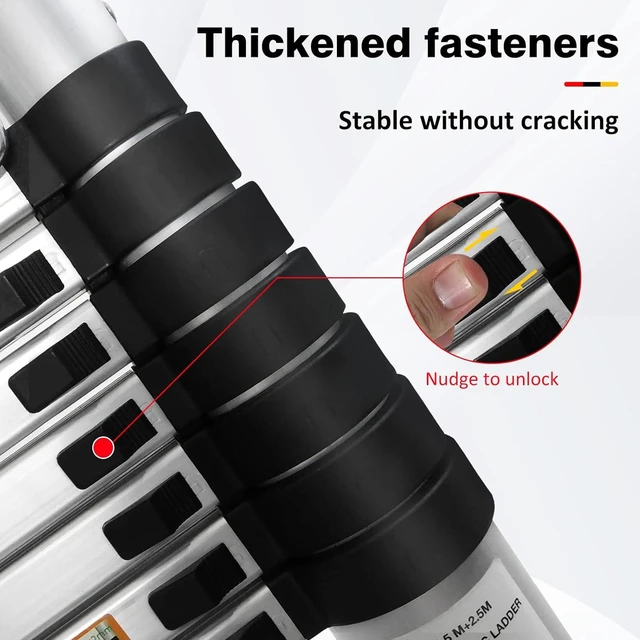Alt view image 5 of 7 - Aluminum Telescopic Extension Ladder A-Frame Ladder 2-in-1, Portable Collapsible Ladder with Stabilizer Bar,6+6 Steps Adjustable Height, 12.5FT in Straight Line & 6.25FT in A-Frame, 330lbs Max Load