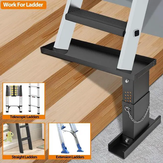 Alt view image 4 of 7 - Ladder Extender Pro, Ladder Stabilizer High Strength, Ladder Leveler 13.4-19 Adjustable Height Range for Single and Extension Ladders