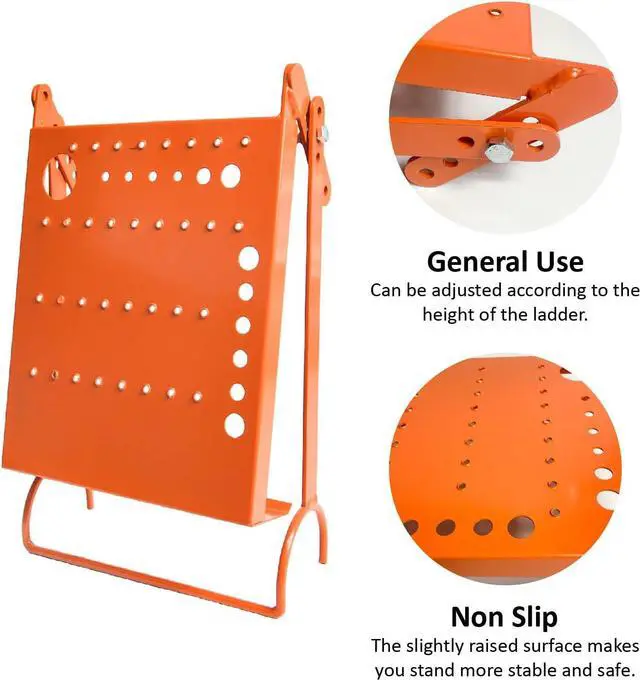 Alt view image 3 of 3 - Ladder Platform Accessory, Ladder Work Platform System,Anti-Slip Extension Ladder Tool, Heavy Duty Ladder Work Stand System Accessories Holds 400 Pound (orange) (orange)