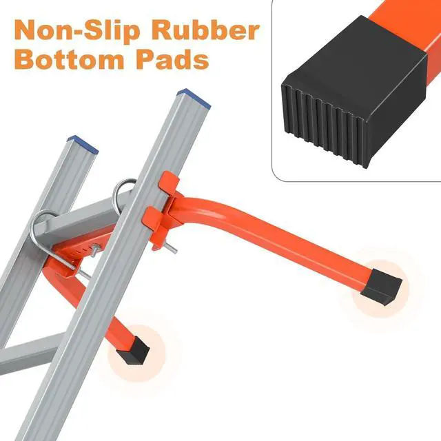 Alt view image 5 of 7 - Mr IRONSTONE Extension Ladder Stabilizer for Roof Gutter&Wall, Sturdy Ladder Standoff Stabilizer with Non-Slip Rubber, Ladder Accessories Ladder Stand Off with U Bolt, Weight Capacity Up to 500LBS