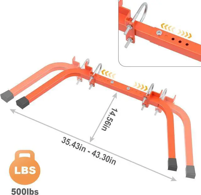 Alt view image 4 of 7 - Mr IRONSTONE Extension Ladder Stabilizer for Roof Gutter&Wall, Sturdy Ladder Standoff Stabilizer with Non-Slip Rubber, Ladder Accessories Ladder Stand Off with U Bolt, Weight Capacity Up to 500LBS