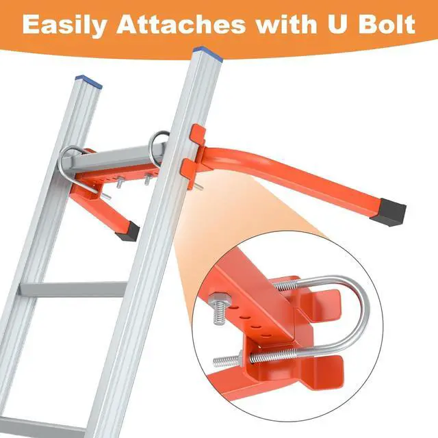 Alt view image 7 of 7 - Mr IRONSTONE Extension Ladder Stabilizer for Roof Gutter&Wall, Sturdy Ladder Standoff Stabilizer with Non-Slip Rubber, Ladder Accessories Ladder Stand Off with U Bolt, Weight Capacity Up to 500LBS