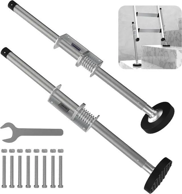 Main image of Ladder Levelers for Type II,I and IA Extension Ladders up to 32,with Anti-Slip Threaded and Adjustable Extension Ladder Legs for Stairs and All Surfaces - Pair (Standard Version 20")
