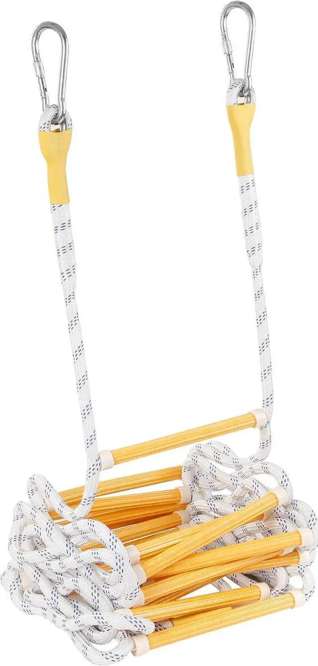Main image of Emergency Fire Escape Ladder Flame Resistant Safety Extension Rope with 2 Hooks, 2 to 5 Story Homes Reusable Compact Portable External Ladder (5 M / 16 FT)