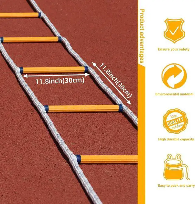 Alt view image 6 of 6 - Emergency Fire Escape Ladder,Flame Resistant Safety Rope Ladder with Hooks10FT/13FT/16FT/26FT/32FT/49FT,Fast to Deploy,Easy to Store Withstand Weight up to 2000 pounds(26FT)