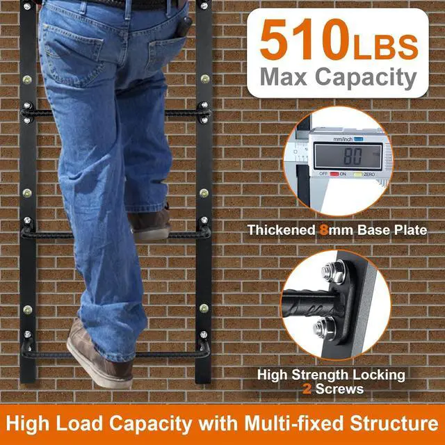 Alt view image 5 of 7 - 4-Rung Window Well Ladder Straight, Heavy Duty Steel Fire Escape Ladder, Powder-Coated Basement Egress Window Ladder Wall Mounted Ladder 45.2" Lx17.9 W, Black