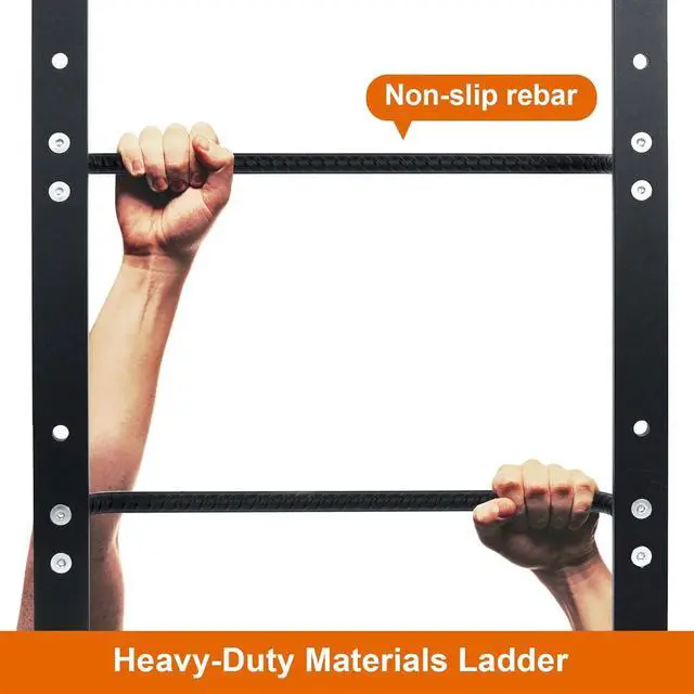 Alt view image 6 of 7 - 4-Rung Window Well Ladder Straight, Heavy Duty Steel Fire Escape Ladder, Powder-Coated Basement Egress Window Ladder Wall Mounted Ladder 45.2" Lx17.9 W, Black