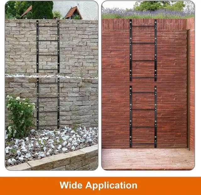 Alt view image 7 of 7 - 4-Rung Window Well Ladder Straight, Heavy Duty Steel Fire Escape Ladder, Powder-Coated Basement Egress Window Ladder Wall Mounted Ladder 45.2" Lx17.9 W, Black