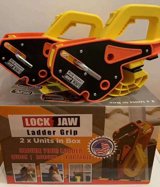 Alt view image 3 of 5 - (Pair / 2 Units) Ladder Stabilizer, Fits on Gutters in Seconds, Slide Lock, Rolling Safety Device, Ladder Gutter Clip
