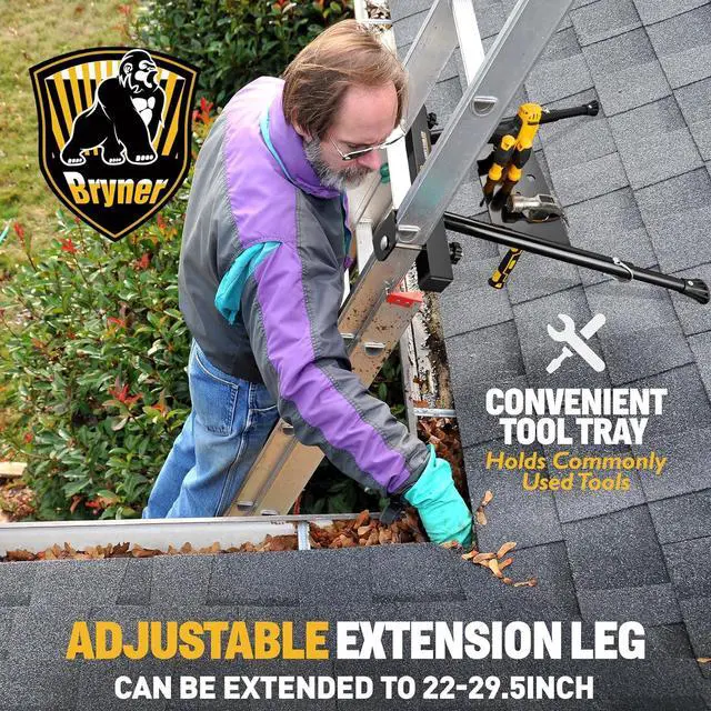 Alt view image 4 of 6 - Ladder Stabilizer, Extension Ladder Stabilizer for Roof Wall Standoff Ladder Accessory Safety Stability Aviation Grade Aluminium, Adjustable Length 22-29.5In Ladder Stabilizer