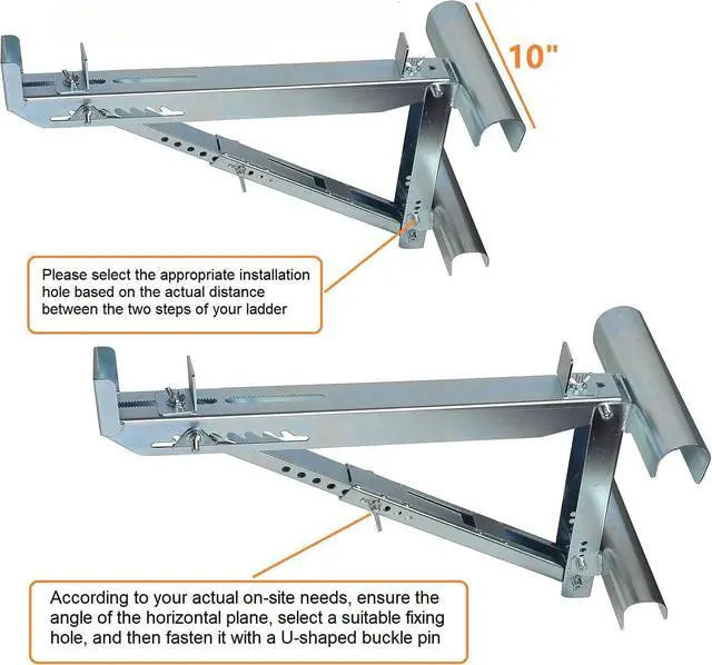 Alt view image 5 of 6 - Ladder Jacks Scaffold Bracket, Two-Rung Short Body Extension Ladder Jack for Working Stage (1 Pair)