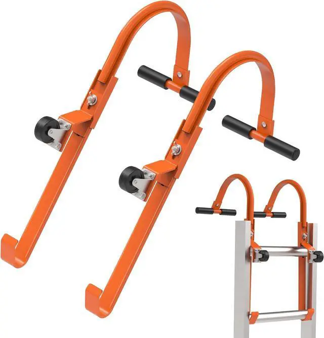 Main image of Ladder Roof Hook 2 Pack with Wheel Heavy Duty Steel Ladder Stabilizer, Roof Ridge Extension, Wheel Rubber and Rubber Grip T-Bar for Damage Prevention, for Damage Prevention,Able to Bear 500 Pounds