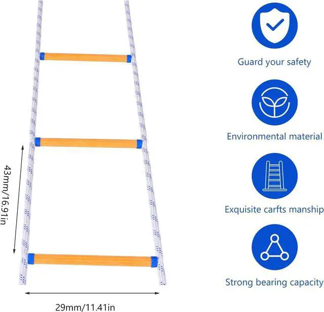 Alt view image 4 of 7 - Rope Ladder,49.2 Feet Emergency Fire Escape Ladder Flame Resistant,Safety Balcony Fire Ladder with Hooks,Fast to Deploy Portable and Reusable 5 Story,Weight Capacity up to 2000 Pounds