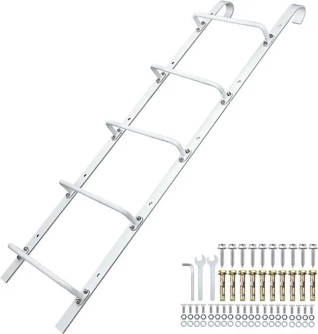 Main image of 5-Rung Window Well Ladder Hooked, Heavy Duty Steel Fire Escape Ladder, Powder-Coated Basement Egress Window Ladder Wall Mounted Ladder 56.2" Lx17.9 W, White