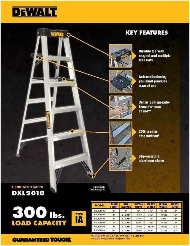 Alt view image 3 of 7 - DeWalt DXL2010-02 2-Foot Step Stool Industrial, 2-Feet, Silver