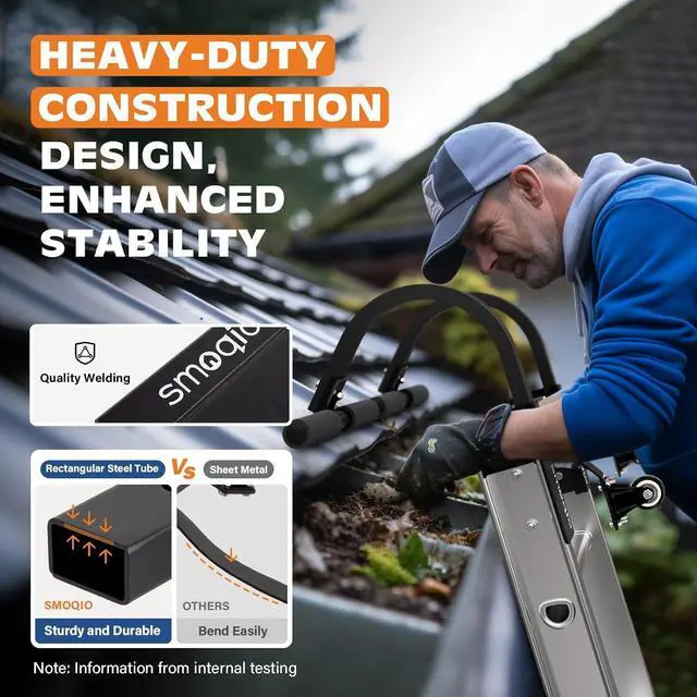 Alt view image 3 of 7 - Ladder Roof Hook, 2 Pack Ladder Hooks for Roof Secured by Bolts, Roof Ladder Fits Most Parallel Rails Ladder, No Wobble Roofing Ladder Heavy-Duty Construction (Upgrade Version)