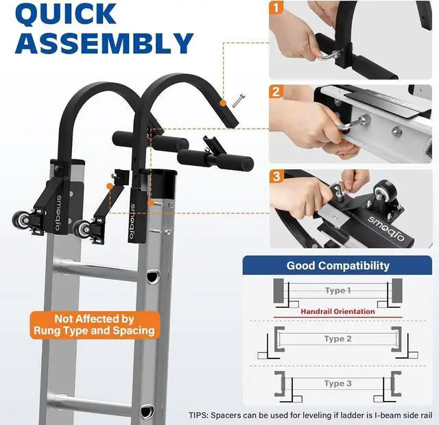 Alt view image 4 of 7 - Ladder Roof Hook, 2 Pack Ladder Hooks for Roof Secured by Bolts, Roof Ladder Fits Most Parallel Rails Ladder, No Wobble Roofing Ladder Heavy-Duty Construction (Upgrade Version)