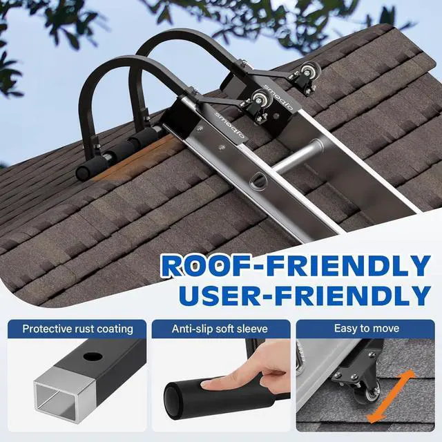Alt view image 7 of 7 - Ladder Roof Hook, 2 Pack Ladder Hooks for Roof Secured by Bolts, Roof Ladder Fits Most Parallel Rails Ladder, No Wobble Roofing Ladder Heavy-Duty Construction (Upgrade Version)