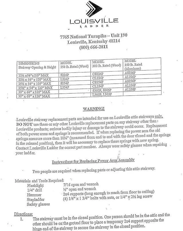 Alt view image 2 of 3 - Louisville Ladder Attic Ladder Kit Power Arm Assy Left Hand, PR315500-LH