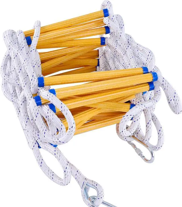 Alt view image 7 of 7 - Rope Ladder,26.2FT Fire Escape,Flame Retardant, Fast to Deploy Sturdy and Strong Portable and Reusable 2 Story with Hooks, Weight Capacity up to 2000 Pounds