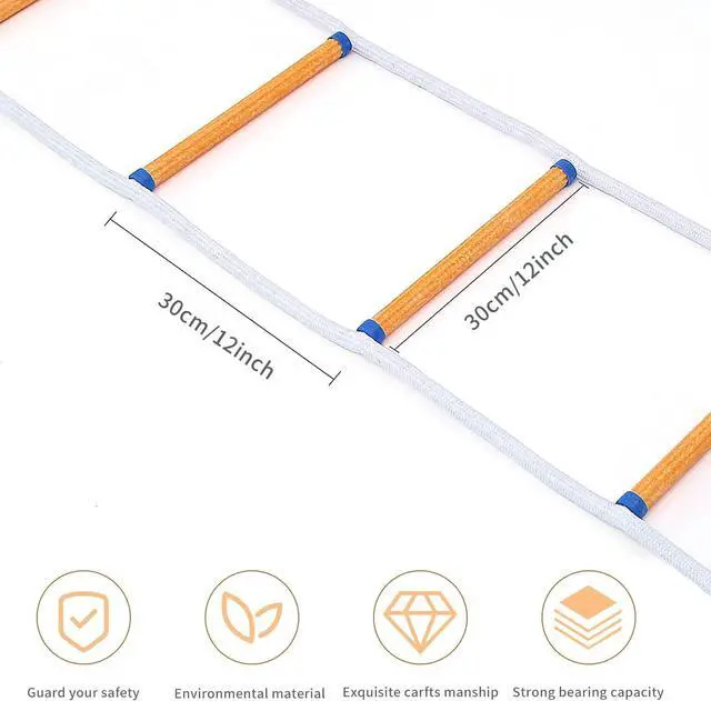 Alt view image 4 of 6 - Emergency Fire Escape Ladder 15M Flame Resistant Safety Extension Rope Ladder with 2 Hooks, 3-7 Story Homes Reusable Compact & Portable External Ladder (15M / 49.2FT)