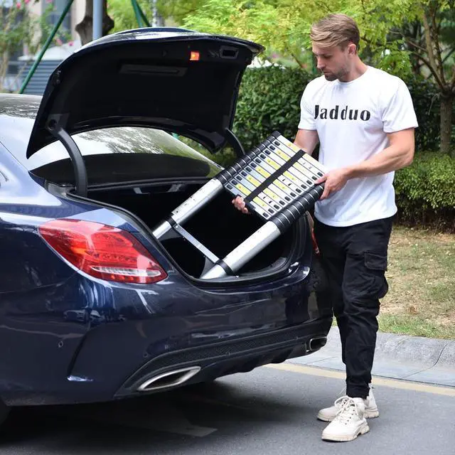 Alt view image 7 of 7 - JADDUO 20.3FT Telescoping Ladder, Portable Extension Folding Ladder, Multi-Purpose Compact Ladder for Household or Outdoor Work, 330lbs Max Capacity