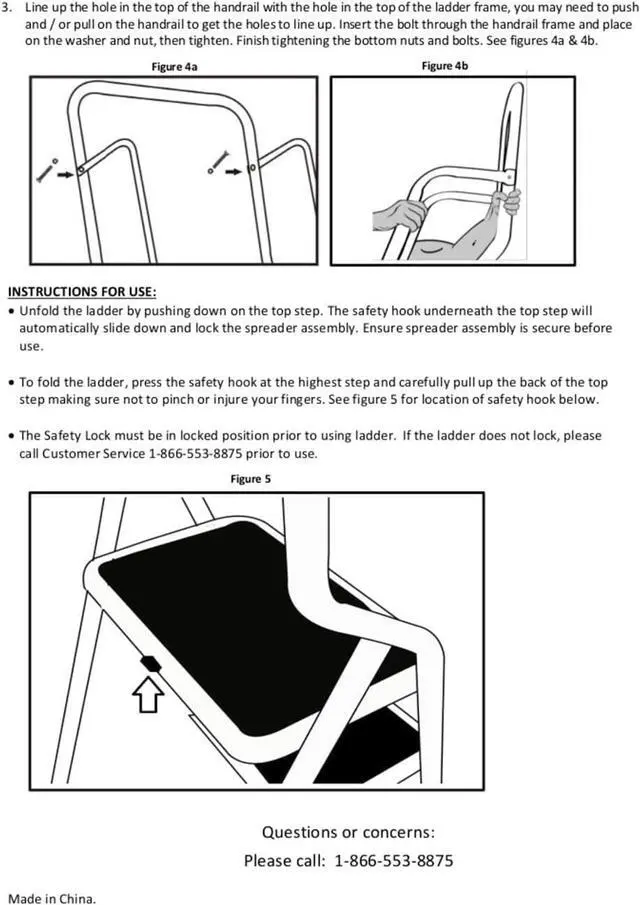 Alt view image 7 of 7 - SUPPORT PLUS 4 Step Ladder Folding Step Stool with Handrail & Ladder Tool Couch - Folding Safety Step Ladders for Seniors, 300 Pound Capactiy Heavy Duty Step Ladder