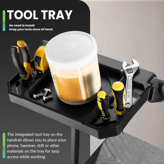 Alt view image 3 of 7 - XinSunho 4 Step Ladder, Foldable Handrail & Tool Tray Stool Ladders with Anti-Slip Wide Pedal, 660 lbs Sturdy Steel Ladder for Home Kitchen and Outdoor