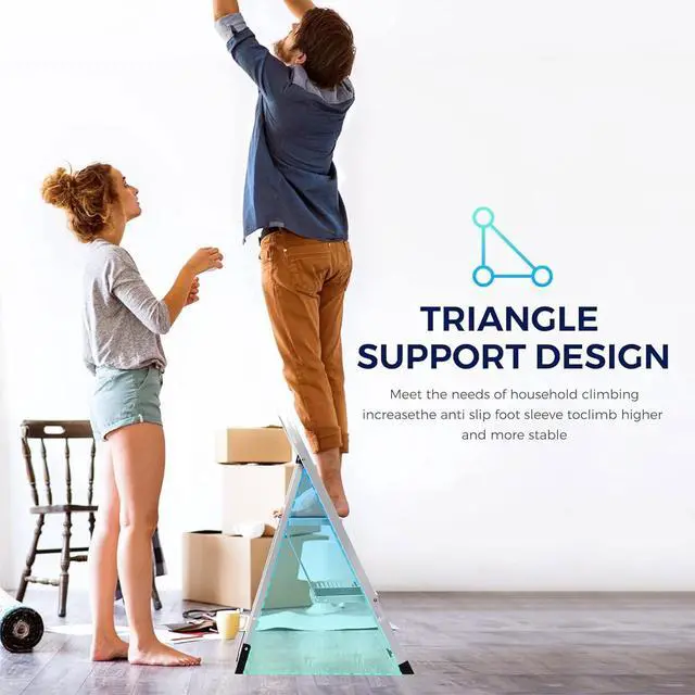 Alt view image 7 of 7 - Delxo Step Ladder 2 Step Stool with Handle Heavy Duty Steel Sturdy Wide Pedal Step Stools Ladder Folding Lightweight Anti-Slip Portable Collapsible Ladders Kitchen Small White