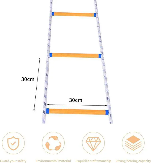 Alt view image 4 of 7 - Emergency Fire Escape Ladder, 49.2FT Rope Ladder, Flame Resistant Safety Extension Ladder with 2 Hooks, Fast to Deploy Sturdy and Strong Portable and Reusable 2 Story,Weight Capacity up to 2000 LB