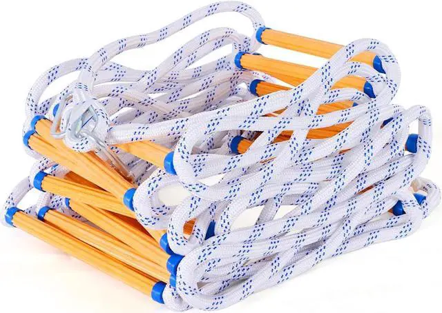 Alt view image 7 of 7 - Emergency Fire Escape Ladder, 49.2FT Rope Ladder, Flame Resistant Safety Extension Ladder with 2 Hooks, Fast to Deploy Sturdy and Strong Portable and Reusable 2 Story,Weight Capacity up to 2000 LB