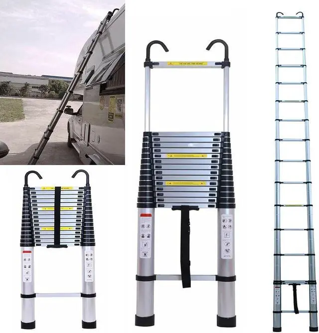 Main image of Telescoping Ladder 20FT Extension Ladder with 2 Detachable Hooks Aluminum Telescopic Ladder Collapsible Ladder Fully Extended 244" Multi-Purpose Ladders for Home Loft Roof Ceiling, 330 Lb Capacity