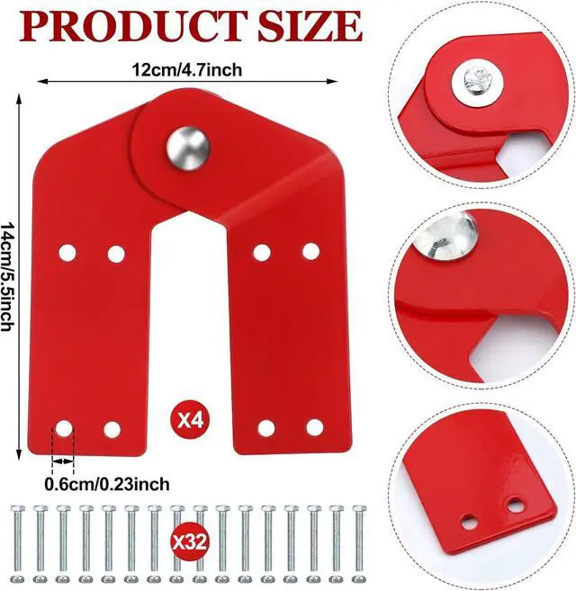 Alt view image 2 of 6 - Tandefio 4 Pcs Attic Ladder Hinge Replacement Kit Herringbone Ladder Tie Rod with Anti Slip Screws