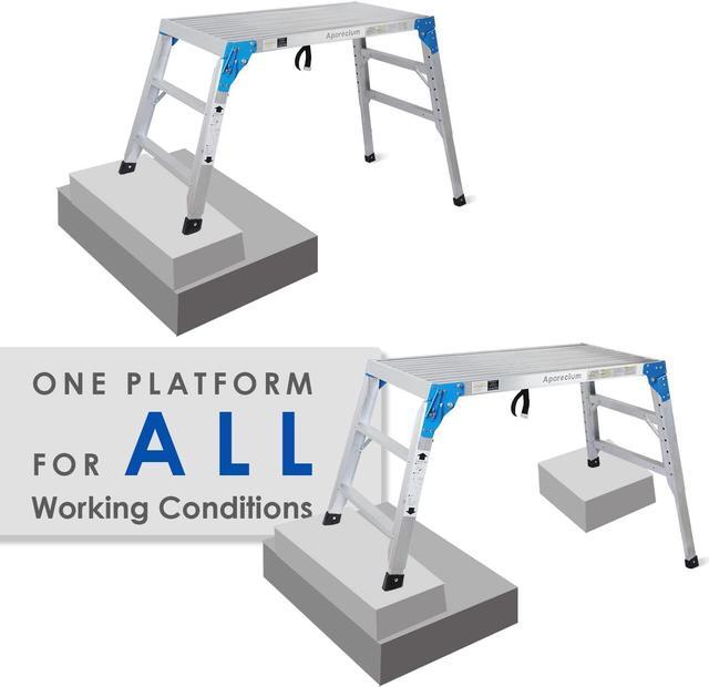 Alt view image 4 of 7 - Work Platform Height Adjustable, Portable Step Stool Ladder, Folding Aluminum Step Ladder, Type 1A, Heavy Duty 330 Lbs Rated, for Washing Vehicles, Cleaning Windows, DIY, Maintenance Work