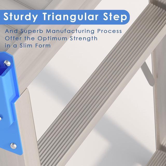 Alt view image 6 of 7 - Work Platform Height Adjustable, Portable Step Stool Ladder, Folding Aluminum Step Ladder, Type 1A, Heavy Duty 330 Lbs Rated, for Washing Vehicles, Cleaning Windows, DIY, Maintenance Work