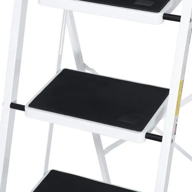 Alt view image 7 of 7 - Step Ladder 4 Step Folding Step Stool for Adult,Foldable Portable Sturdy Ladder,Wide Anti-Slip Pedal, 330 lbs Load Capacity,Lightweight Tall Step Ladder for Closet,Kitchen,Office & Home,White