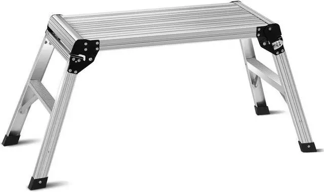 Main image of Giantex Aluminum Work Platform, Folding Work Bench with Non-Slip Mats, Portable Bench Step Ladder, Car Wash Step Stool for Painting, Washing, Suitable for Home, Garage (Silver)