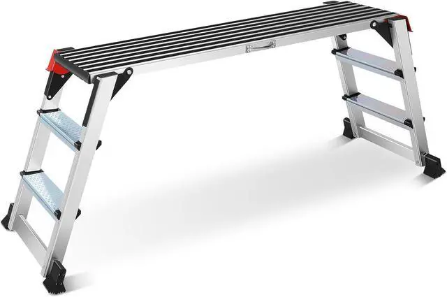 Main image of Work Platform Two Step Ladder, 50"×12"×27" Aluminum Platform, Heavy Duty Folding Work Bench Non-Slip 330 lbs Load Capacity for Washing Vehicles, Cleaning, Painting