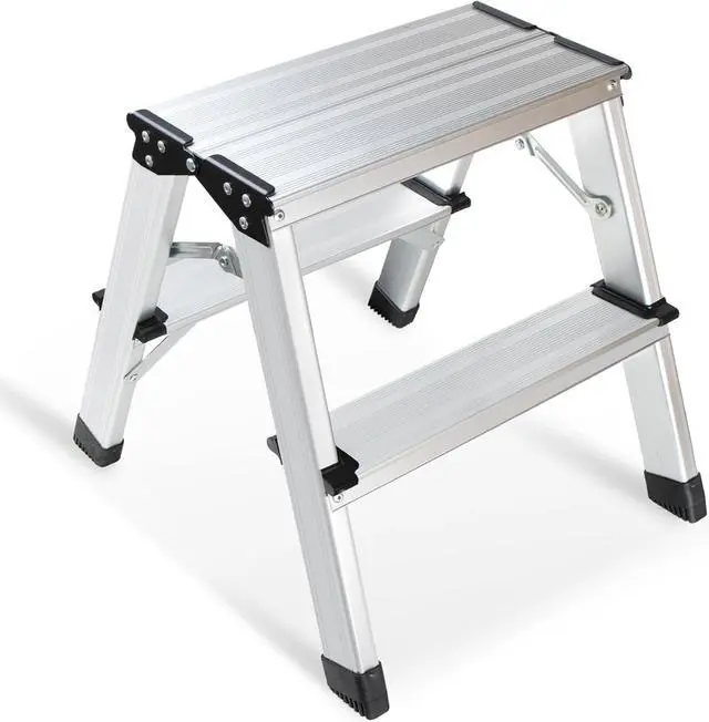 Main image of 2 Step Ladder, Aluminum Folding Step Ladder, Portable Small Kitchen Step Stool, Lightweight with Widen Pedals by Glosiory, Solid Handy Metal Step Stool for Home, Kitchen, RV, SUV, Garage, 330lbs