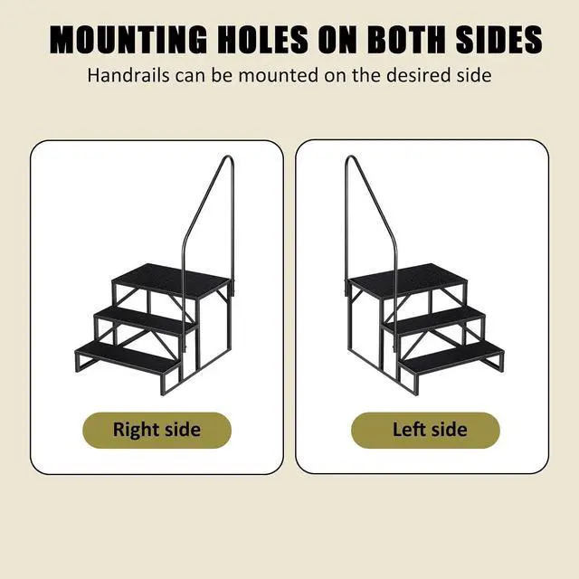 Alt view image 4 of 7 - Step Ladder, Heavy Duty Pool Ladder Above Ground 660Lbs, Camper Steps Outdoor Steps RV Stairs for Reaching High, Portable Home Stairs for Travel Trailer (3 Step, Single Handle)
