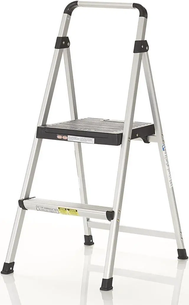 Main image of COSCO 2 Step Lite Solutions Folding Step Stool, Aluminum/Black