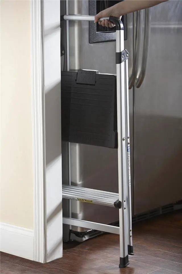 Alt view image 2 of 7 - COSCO 2 Step Lite Solutions Folding Step Stool, Aluminum/Black