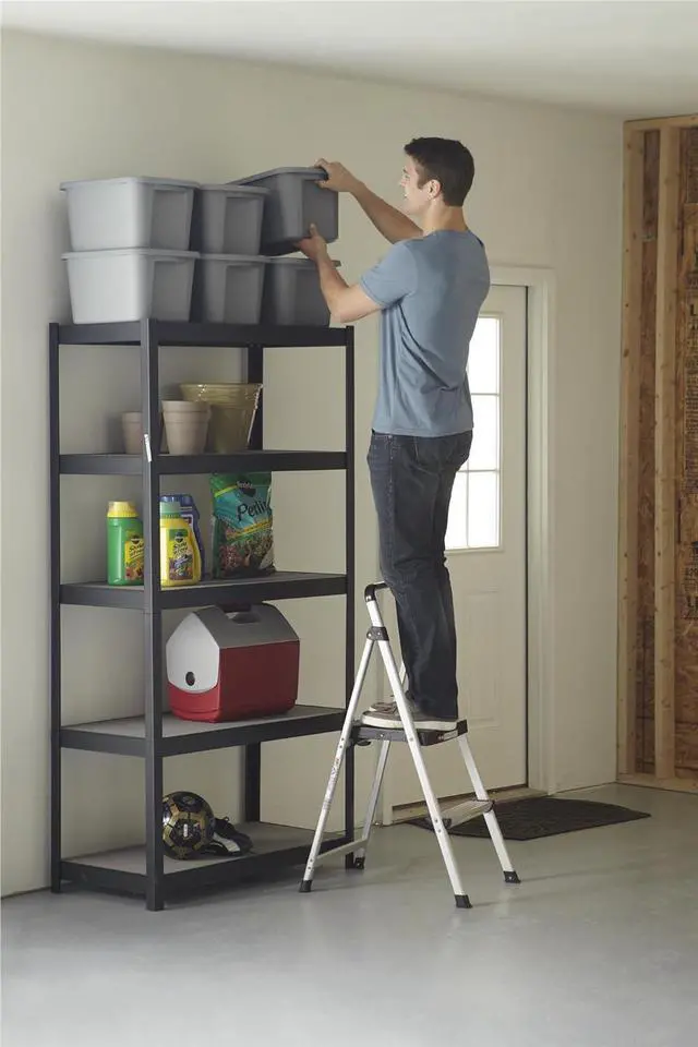 Alt view image 7 of 7 - COSCO 2 Step Lite Solutions Folding Step Stool, Aluminum/Black