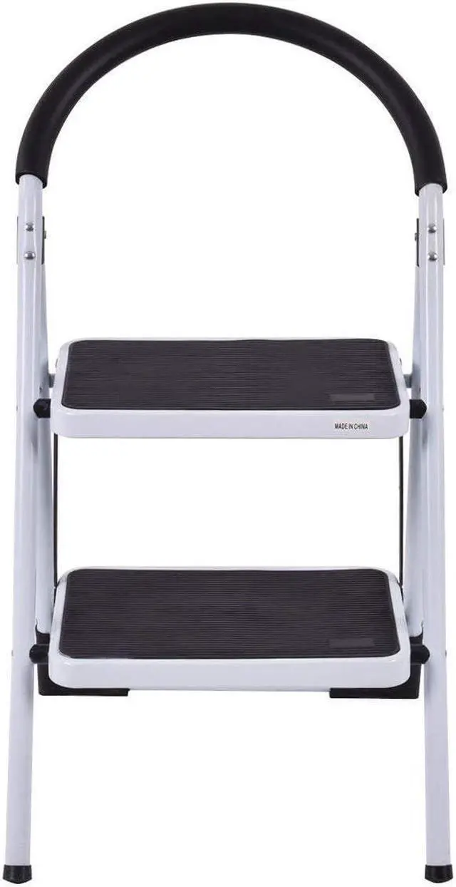 Alt view image 6 of 7 - COSTWAY 2 Step Ladder, Folding Step Stool w/Wide Anti-Slip Pedal & Cushioned Handle, Multiuse Lightweight Portable Stepladder 330 lbs Capacity, Stool Ladder for Home Kitchen Office