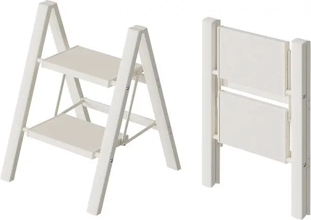 Main image of HillhutApex 2 Step Ladder, Lightweight Portable 2 Step Stool with Anti-Slip Wide Pedal, 330lbs Capacity Aluminum Ladder for Household,Office,Library(White)